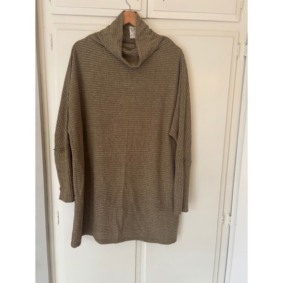 Free People Tops - Free People We The Free Ottoman Slouchy Tunic Cowl Neck Ribbed Knit Top Olive L